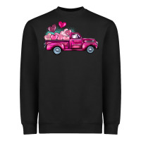 Black valentine's day pink truck Heavyweight Sweatshirt - BarkalooDesign
