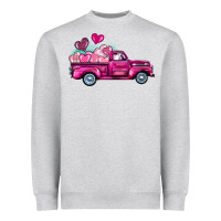 Heather Grey valentine's day pink truck Heavyweight Sweatshirt - BarkalooDesign