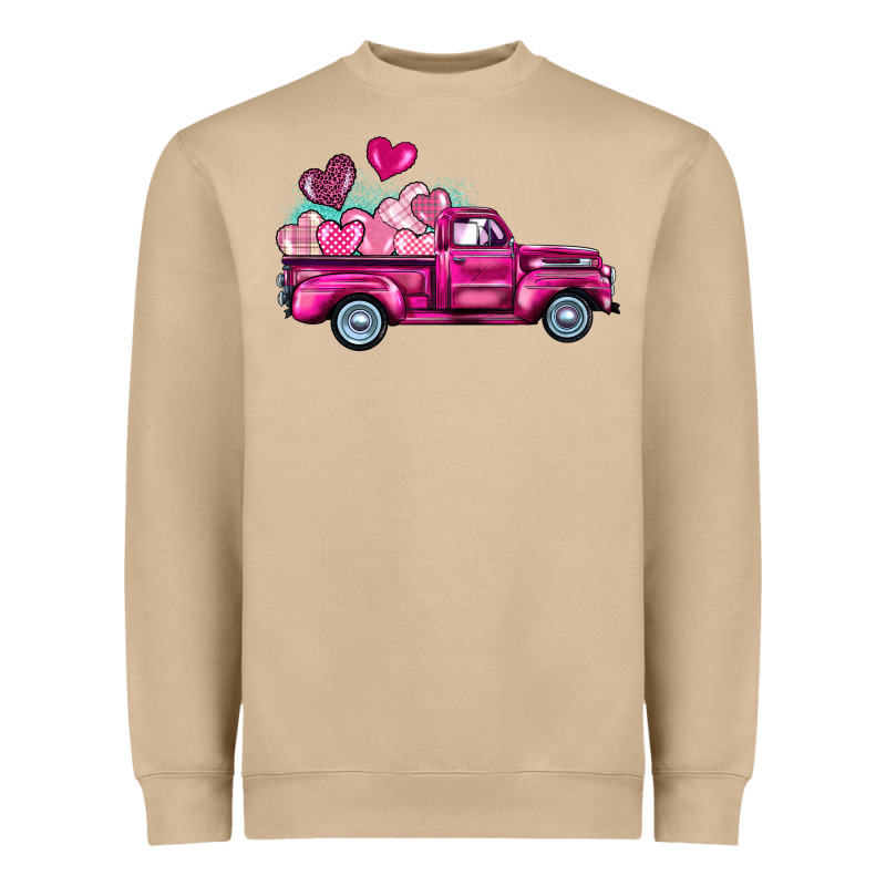 Valentine's Day Pink Truck Heavyweight Sweatshirt by BarkalooDesign | Teevron