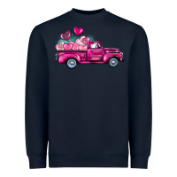 Navy valentine's day pink truck Heavyweight Sweatshirt - BarkalooDesign