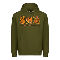 Army Green Peace Love Thanksgiving Premium Hoodie - texasbilliewilder