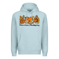 Blue Mist Peace Love Thanksgiving Premium Hoodie - texasbilliewilder