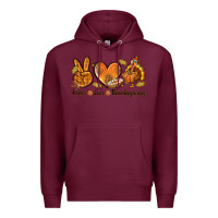 Burgundy Peace Love Thanksgiving Premium Hoodie - texasbilliewilder