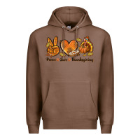 Chestnut Peace Love Thanksgiving Premium Hoodie - texasbilliewilder