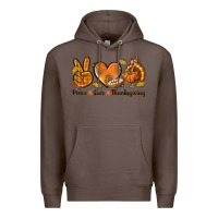 Coffee Peace Love Thanksgiving Premium Hoodie - texasbilliewilder