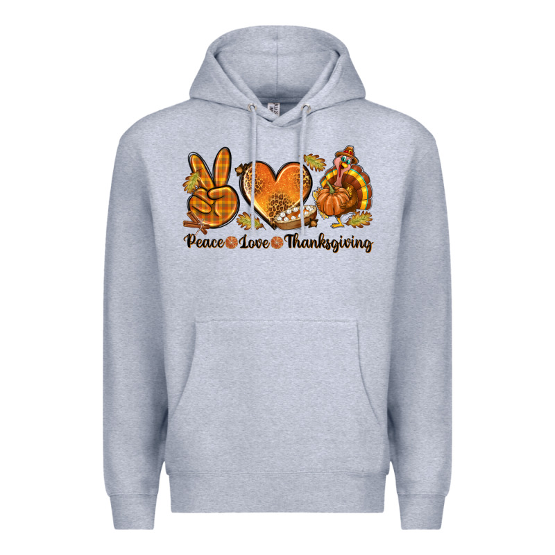 Peace Love Thanksgiving Premium Hoodie by texasbilliewilder | Teevron