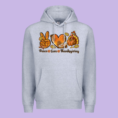 Peace Love Thanksgiving Premium Hoodie Designed By Texasbilliewilder