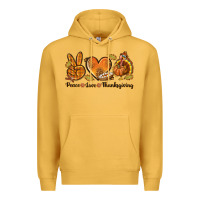 Mustard Peace Love Thanksgiving Premium Hoodie - texasbilliewilder