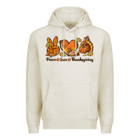 Oatmeal Heather Peace Love Thanksgiving Premium Hoodie - texasbilliewilder