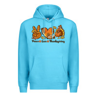 Ocean Blue Peace Love Thanksgiving Premium Hoodie - texasbilliewilder