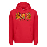 Red Peace Love Thanksgiving Premium Hoodie - texasbilliewilder