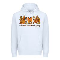 White Peace Love Thanksgiving Premium Hoodie - texasbilliewilder