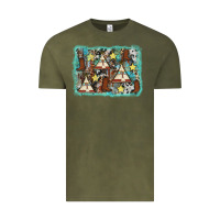 Vintage Olive tribe tent western background Vintage Tee - AdoDesignShop
