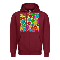 Burgundy Pride lgbtq flowers and hearts seamless pattern Zipper Hoodie - BundleAndBundleShop