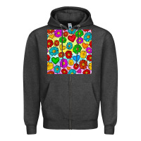 Charcoal Heather Pride lgbtq flowers and hearts seamless pattern Zipper Hoodie - BundleAndBundleShop