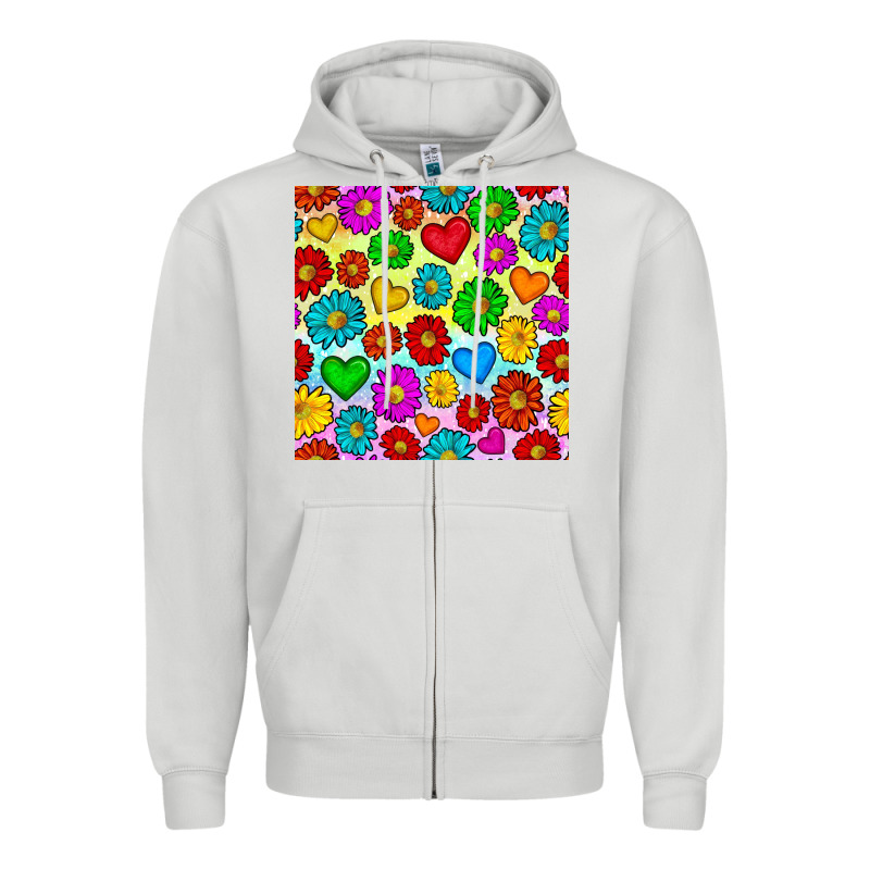 Pride Lgbtq Flowers And Hearts Seamless Pattern Zipper Hoodie by BundleAndBundleShop | Teevron