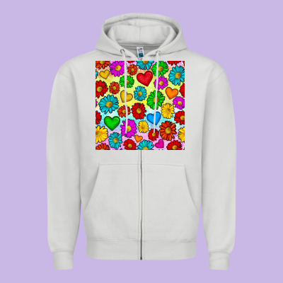 Pride Lgbtq Flowers And Hearts Seamless Pattern Zipper Hoodie Designed By Bundleandbundleshop