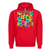 Red Pride lgbtq flowers and hearts seamless pattern Zipper Hoodie - BundleAndBundleShop