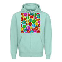 Seafoam Pride lgbtq flowers and hearts seamless pattern Zipper Hoodie - BundleAndBundleShop