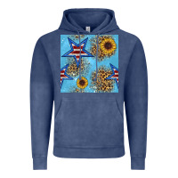 Vintage Denim american star and sunflower seamless  pattern Vintage Hoodie - BundleAndBundleShop
