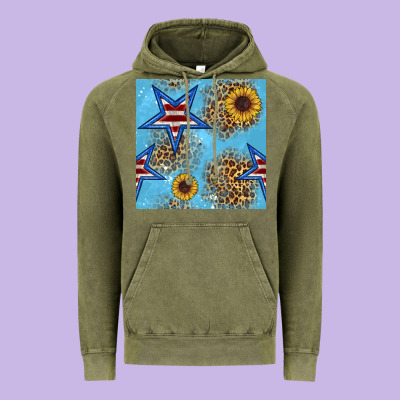 American Star And Sunflower Seamless  Pattern Vintage Hoodie Designed By Bundleandbundleshop