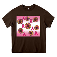 Chocolate Brown breast cancer awareness sunflower Heavy Core Tee - RanaPortraitStore