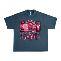 Midnight Navy merry and bright pink Christmas Urban Heavy Tee - Jasminsmagicworld