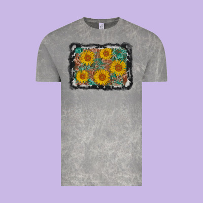 Leather Sunflower Background Vintage Tee Designed By Adodesignshop