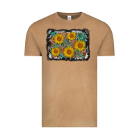 Vintage Camel leather sunflower background Vintage Tee - AdoDesignShop