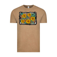 Vintage Coffee leather sunflower background Vintage Tee - AdoDesignShop
