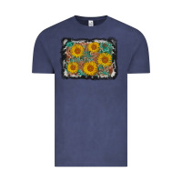 Vintage Denim leather sunflower background Vintage Tee - AdoDesignShop