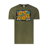 Vintage Olive leather sunflower background Vintage Tee - AdoDesignShop