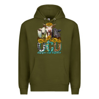 Army Green Obsessive Cow Disorder with Cows Premium Hoodie - texasbilliewilder