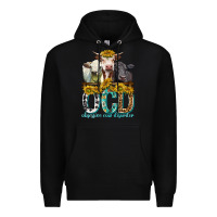 Black Obsessive Cow Disorder with Cows Premium Hoodie - texasbilliewilder