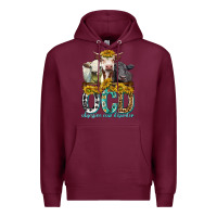 Burgundy Obsessive Cow Disorder with Cows Premium Hoodie - texasbilliewilder