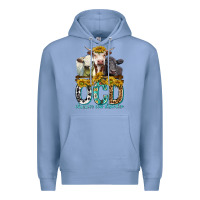 Colony Blue Obsessive Cow Disorder with Cows Premium Hoodie - texasbilliewilder