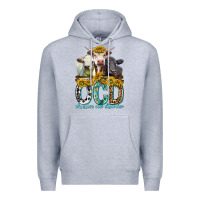 Heather Grey Obsessive Cow Disorder with Cows Premium Hoodie - texasbilliewilder