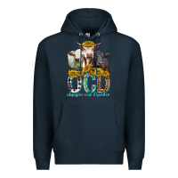 Navy Obsessive Cow Disorder with Cows Premium Hoodie - texasbilliewilder