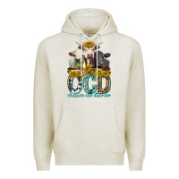 Oatmeal Heather Obsessive Cow Disorder with Cows Premium Hoodie - texasbilliewilder