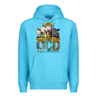 Ocean Blue Obsessive Cow Disorder with Cows Premium Hoodie - texasbilliewilder