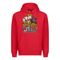 Red Obsessive Cow Disorder with Cows Premium Hoodie - texasbilliewilder
