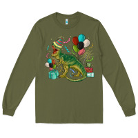 Army Green party t rex Long Sleeve Tee - MaliasSmallBusiness