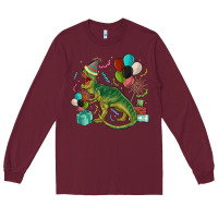Burgundy party t rex Long Sleeve Tee - MaliasSmallBusiness