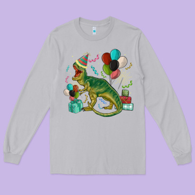 Party T Rex Long Sleeve Tee Designed By Maliassmallbusiness