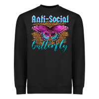 Black Western Anti-Social Butterfly Heavyweight Sweatshirt - LillyAllenDesigns