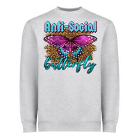 Heather Grey Western Anti-Social Butterfly Heavyweight Sweatshirt - LillyAllenDesigns