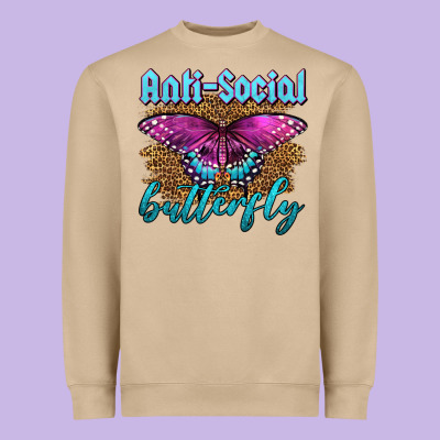 Western Anti-social Butterfly Heavyweight Sweatshirt Designed By Lillyallendesigns