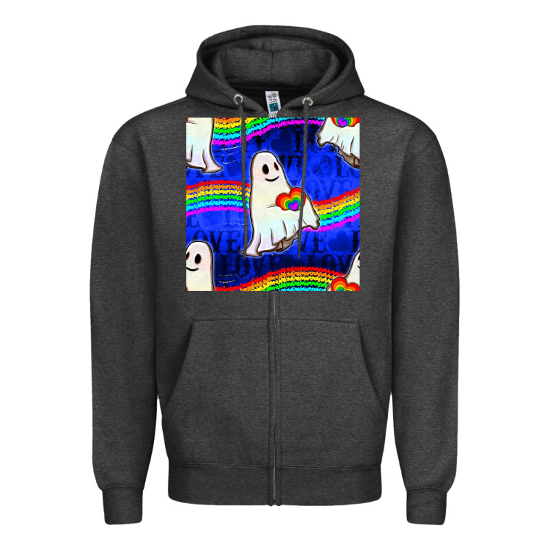 Pride Lgbtq Ghosts And Heart With Rainbow Seamless Zipper Hoodie by BundleAndBundleShop | Teevron