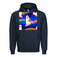 Navy Pride lgbtq ghosts and heart with rainbow seamless Zipper Hoodie - BundleAndBundleShop
