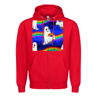 Red Pride lgbtq ghosts and heart with rainbow seamless Zipper Hoodie - BundleAndBundleShop